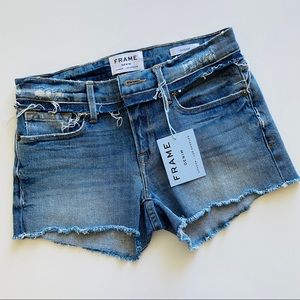 FRAME Le Cutoff Frayed Denim Shorts